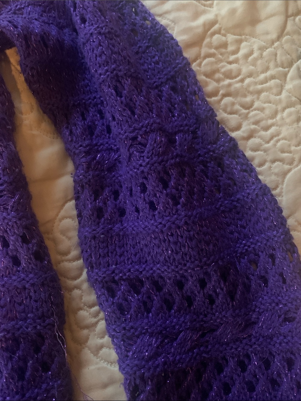 BONGO Purple Open-Knit sparkle Crewneck Sweater - Picture 3 of 4
